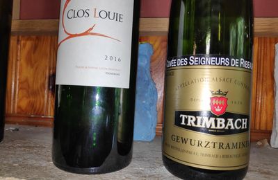 Castillon-Côtes de Bordeaux : Clos Louie 2016, Trimbach : Gewurztraminer : cuvée des Seigneurs de Ribeaupierre 2012