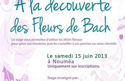 Stage Fleurs de Bach avec Alice Gonzales le samedi 15 juin, Nouméa