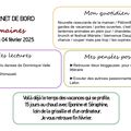 Carnet de bord du 29 janvier au 04 février 2025