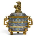 A cloisonné enamel tripod incense burner and cover, Qing dynasty, Qianlong period (1736-1795)