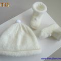 explications layette bb, bonnet et chaussons pompons, tuto