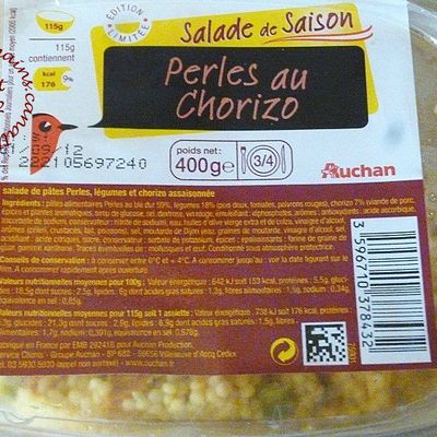 Salade de saison : perles au chorizo (test Auchan d'Août 2012)