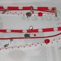 Kit OU bracelet-double en tissus rouge et blanc