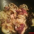 wok de magret de canard aux oignons et au miel