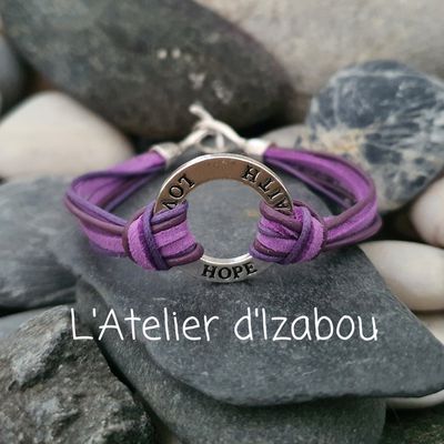 Bracelet hope, love, faith violet