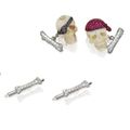 18 Karat White Gold, Silver, Bone, Ruby and Diamond Pirate Dress Set, Michele della Valle