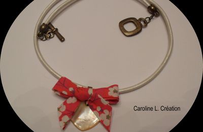 Collier Coeur de Nacre & Lien de Cuir