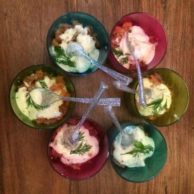 Verrines de saumon mariné à l'aneth