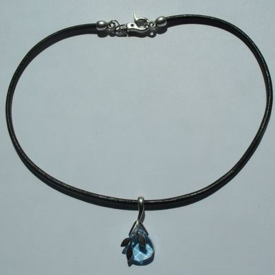 Pendentif Sawovski Goutte Aquamarine