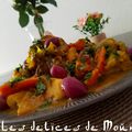 Tajine de bœuf joliment coloré, aux artichauts, carottes et pommes de terre 