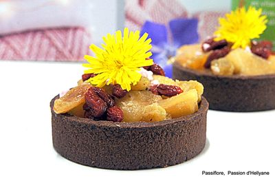 Tartelettes choco aux pommes/ raisins/ baies de goji  caramélisée au miel et vitamines