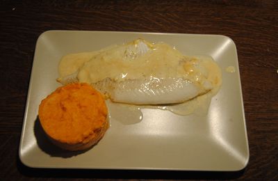 Cabillaud sauce crèmeuse à la moutarde et sa purée de patate douce