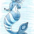 Sirène bleue à bandes blanches - Blue mermaid with white stripes - Mermay 02