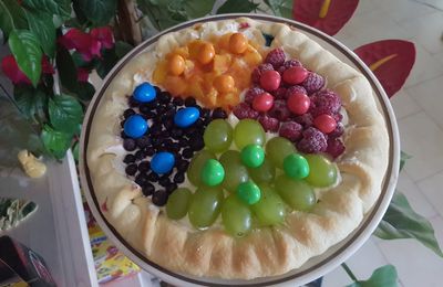 Tarte sablée croquante multicolore aux fruits et M&M'S, Bataille Food #70