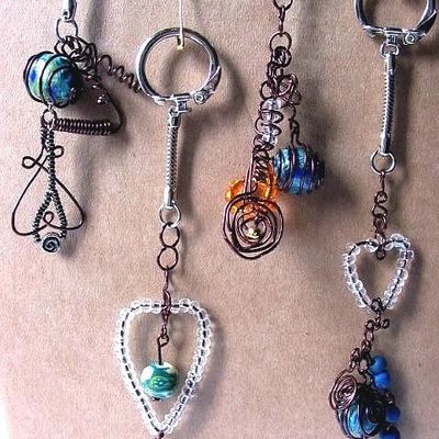 Breloques perles Fimo et rocailles - Fil de cuivre