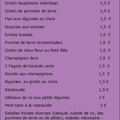 Les légumes et accompagnements