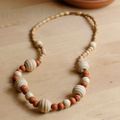 Collier bois naturel et orange