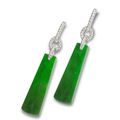 A pair of jadeite and diamond earrings