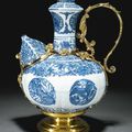 A blue and white kendi, Ming Dynasty, Wanli Period, with German silver-gilt mounts, Augsburg or Nuremberg, early 17th century