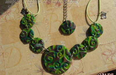 Collier "Swirl" en fimo, nouvelle technique