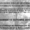 Calendrier-samedi 15 octobre 2016: randonnée sur les sentiers de Mémoire du Maquis de Gordes