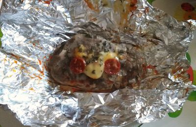 CÔTE DE PORC EN PAPILLOTE AU "FAUMAGE", AU CHORIZO SANS GLUTEN ET SANS LAIT