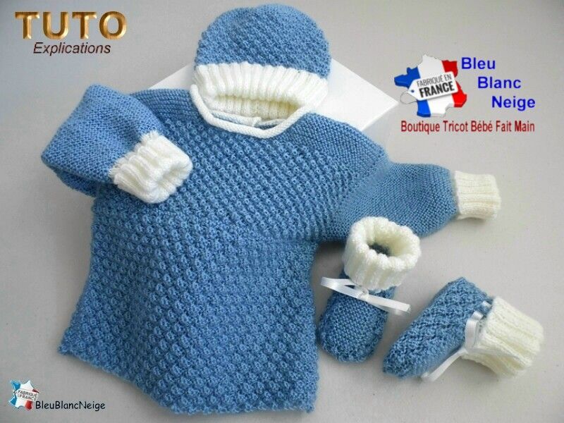 TUTO tricot bb FACILE et PREMA BOUTIQUE bebe modele layette bébé et patron a tricoter Explications brassière, bonnet, chaussons et Reborn