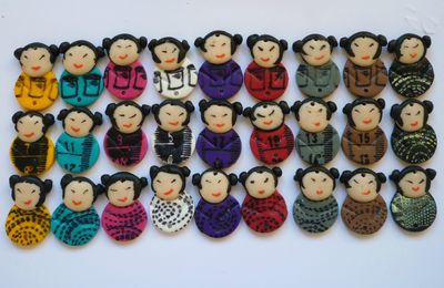 Collection de bouton Kokeshi