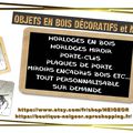 Objets en bois décoratifs porte-clé Bouledogue Français, horloge miroir Bouledogue Français 