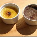 Crème brulée coco et sa fine couche de crème chocolat coco