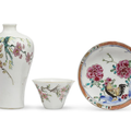 Three small famille rose vessels, Qing dynasty (1644-1911)-Republic period