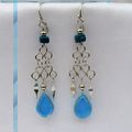 Boucles D'Oreilles Candela Verre Murano Bleu Turquoise Argent D'alpaca Artisanat Du Pérou