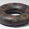 A rare polychrome lacquer circular necklace case, Wanli period (1573-1619)
