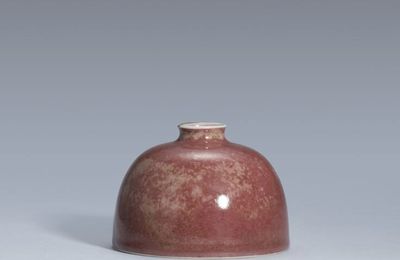 A peach bloom-glazed beehive waterpot, Mark and period of Kangxi