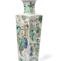 A famille verte square baluster vase, Kangxi period (1662-1722)