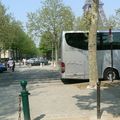 Paris Tourist Bus on Pedestrian Way Champs de Mars