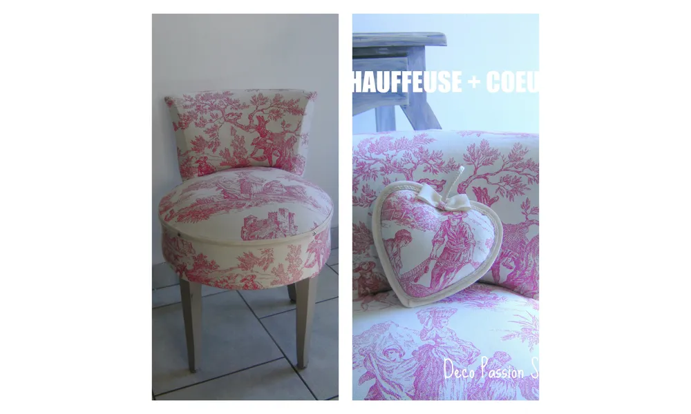 Coeur et chaise en toile de Jouy