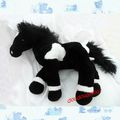 Peluche Doudou Cheval Couché Noir Et Blanc Logitoys