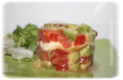 Tartare d'avocat, tomate , mozzarella