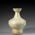 A green glazed pottery vase, ‘Hu', Han dynasty (206 BC-220 AD)