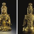 A very rare and important gilt-bronze figure of a seated bodhisattva, Five Dynasties-Liao dynasty, 10th-11th century 
