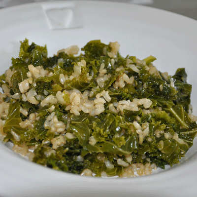 Riz Sauté au Chou Frisé (Kale) et Oignons Nouveaux (GP)