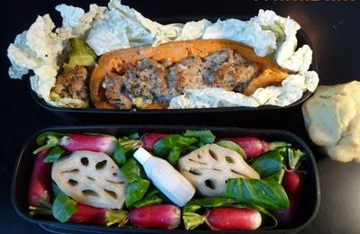 patate douce farcie et petit gâteau à l'amande et fleur d'oranger