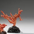 Groupes et statuettes en corail rouge chinois @ Piasa 