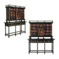 A pair of Spanish ormolu-mounted tortoiseshell, ebony and ebonished cabinets-on-stands
