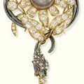 An antique natural pearl, diamond and enamel brooch