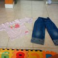 Jean + tee shirt rose manches longues