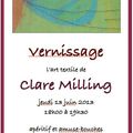 vernissage - l'art textile de Clare Milling - jeudi 13 juin 2013 -18h-