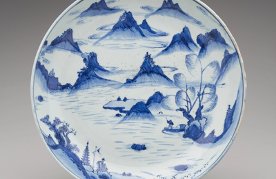 Kosometsuke Dish with Landscape Design, Chinese, second quarter 17th century