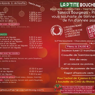 Carte menus de fêtes 2025